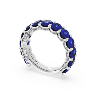 Oval Cut Blue Sapphire Eternity Band in Platinum