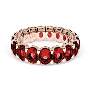 Oval Cut Ruby Eternity Band in 14kt Rose Gold