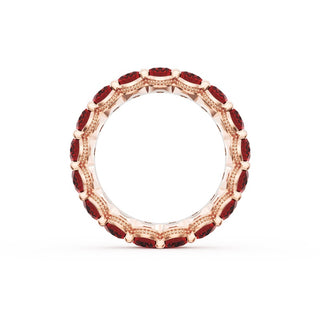Oval Cut Ruby Eternity Band in 14kt Rose Gold