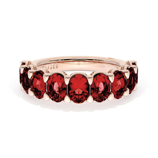 Oval Cut Ruby Eternity Band in 14kt Rose Gold