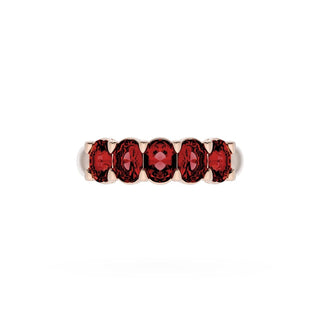 Oval Cut Ruby Eternity Band in 14kt Rose Gold