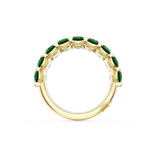 Oval Cut Emerald Eternity Band in 18kt Yellow Gold