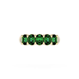 Oval Cut Emerald Eternity Band in 18kt Yellow Gold
