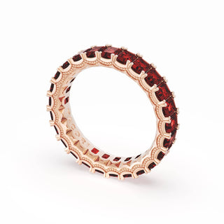 Emerald Cut Ruby Eternity Band in 18kt Rose Gold