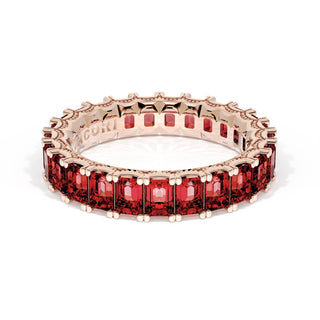 Emerald Cut Ruby Eternity Band in 18kt Rose Gold