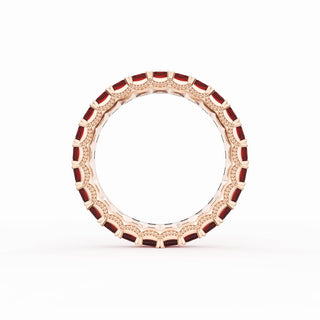 Emerald Cut Ruby Eternity Band in 18kt Rose Gold