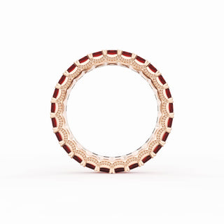 Emerald Cut Ruby Eternity Band in 14kt Rose Gold