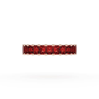 Emerald Cut Ruby Eternity Band in 18kt Rose Gold