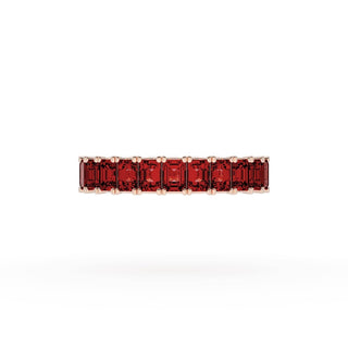Emerald Cut Ruby Eternity Band in 14kt Rose Gold