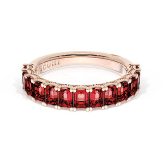 Emerald Cut Ruby Eternity Band in 18kt Rose Gold