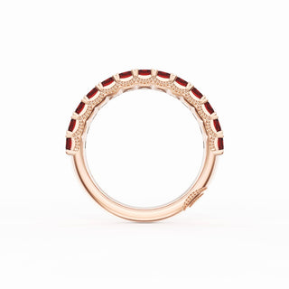 Emerald Cut Ruby Eternity Band in 18kt Rose Gold