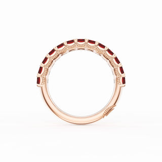 Emerald Cut Ruby Eternity Band in 14kt Rose Gold
