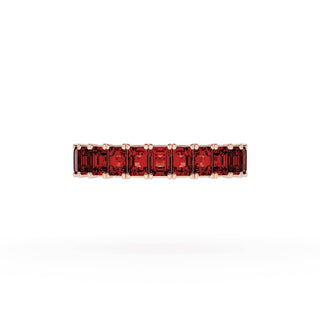 Emerald Cut Ruby Eternity Band in 18kt Rose Gold