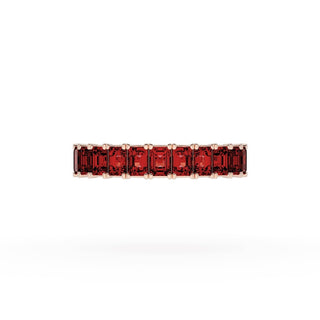 Emerald Cut Ruby Eternity Band in 14kt Rose Gold