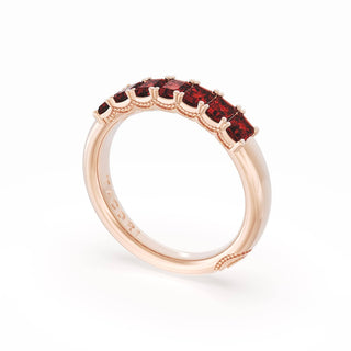 Emerald Cut Ruby Eternity Band in 18kt Rose Gold