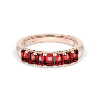 Emerald Cut Ruby Eternity Band in 18kt Rose Gold