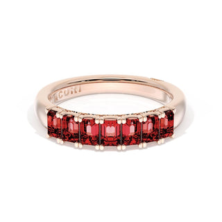 Emerald Cut Ruby Eternity Band in 14kt Rose Gold