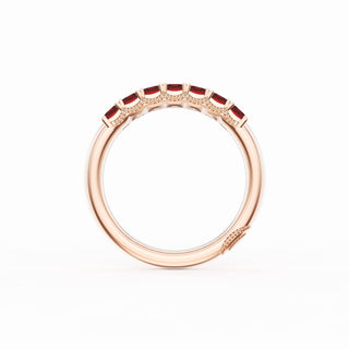 Emerald Cut Ruby Eternity Band in 18kt Rose Gold