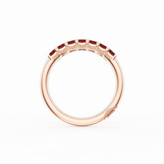 Emerald Cut Ruby Eternity Band in 14kt Rose Gold