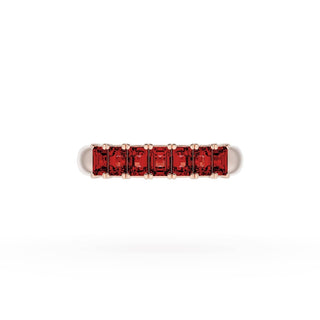 Emerald Cut Ruby Eternity Band in 18kt Rose Gold