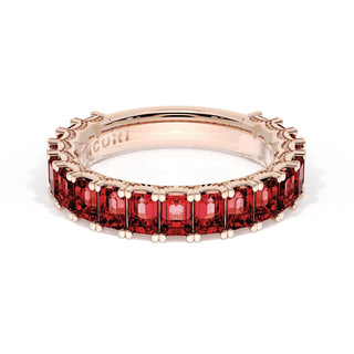Emerald Cut Ruby Eternity Band in 18kt Rose Gold