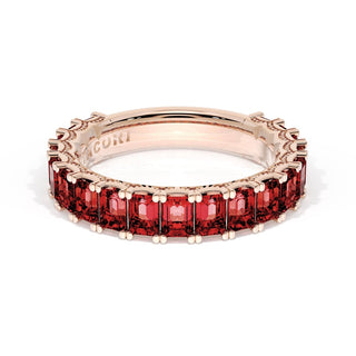 Emerald Cut Ruby Eternity Band in 14kt Rose Gold