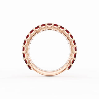 Emerald Cut Ruby Eternity Band in 18kt Rose Gold