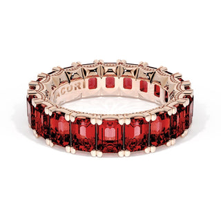 Emerald Cut Ruby Eternity Band in 18kt Rose Gold
