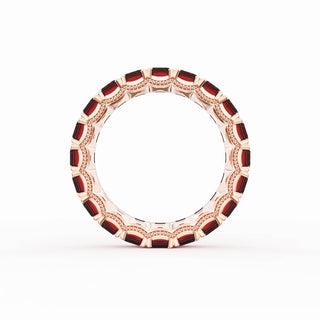 Emerald Cut Ruby Eternity Band in 18kt Rose Gold