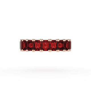 Emerald Cut Ruby Eternity Band in 18kt Rose Gold