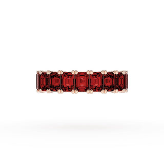 Emerald Cut Ruby Eternity Band in 14kt Rose Gold