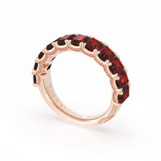 Emerald Cut Ruby Eternity Band in 18kt Rose Gold