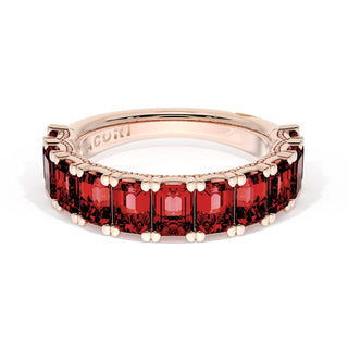 Emerald Cut Ruby Eternity Band in 18kt Rose Gold