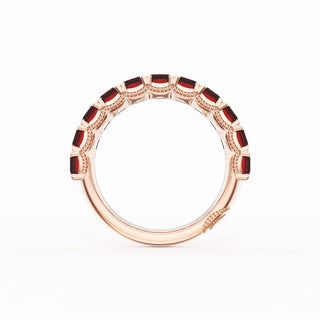Emerald Cut Ruby Eternity Band in 18kt Rose Gold