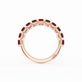 Emerald Cut Ruby Eternity Band in 14kt Rose Gold
