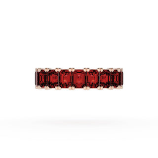 Emerald Cut Ruby Eternity Band in 18kt Rose Gold