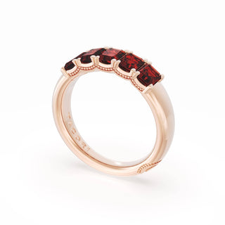 Emerald Cut Ruby Eternity Band in 18kt Rose Gold