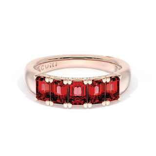 Emerald Cut Ruby Eternity Band in 18kt Rose Gold