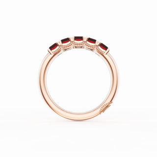 Emerald Cut Ruby Eternity Band in 18kt Rose Gold