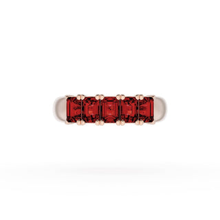 Emerald Cut Ruby Eternity Band in 18kt Rose Gold