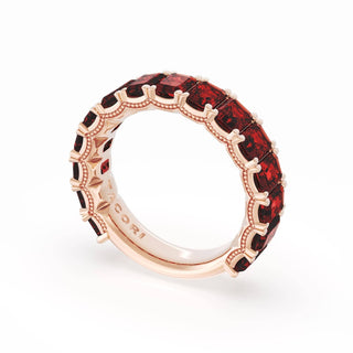 Emerald Cut Ruby Eternity Band in 18kt Rose Gold
