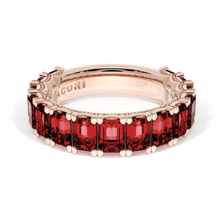 Emerald Cut Ruby Eternity Band in 18kt Rose Gold