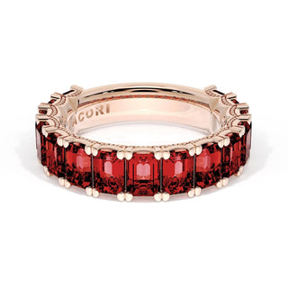 Emerald Cut Ruby Eternity Band in 14kt Rose Gold
