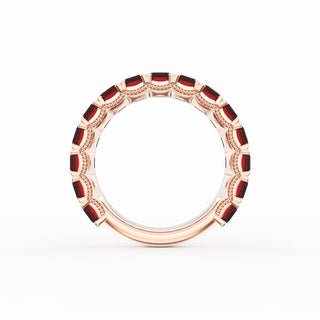 Emerald Cut Ruby Eternity Band in 18kt Rose Gold