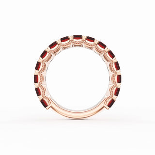 Emerald Cut Ruby Eternity Band in 14kt Rose Gold