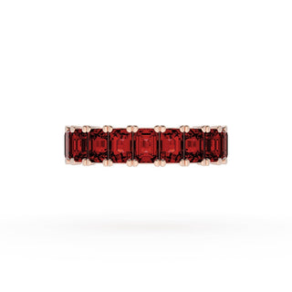 Emerald Cut Ruby Eternity Band in 18kt Rose Gold