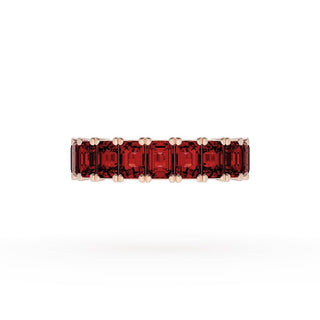 Emerald Cut Ruby Eternity Band in 14kt Rose Gold