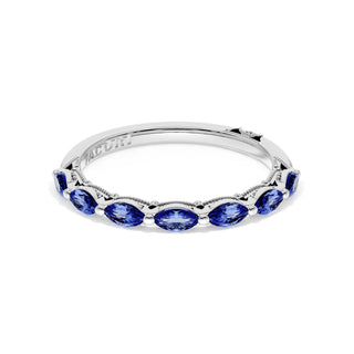 Blue Sapphire Eternity Band in 18kt White Gold