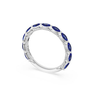 Blue Sapphire Eternity Band in 18kt White Gold