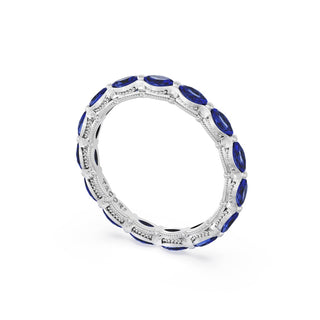 Blue Sapphire Eternity Band in 18kt White Gold